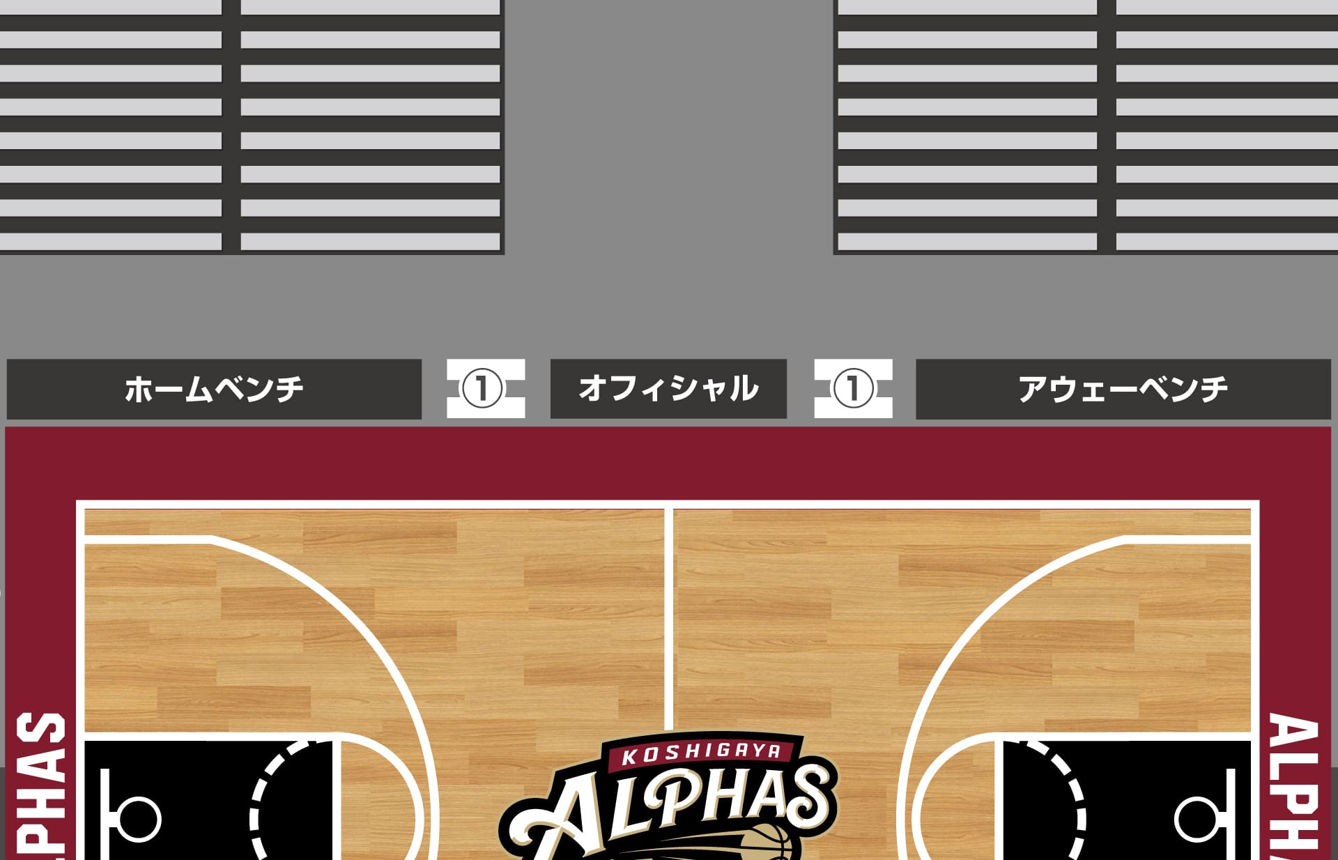 ベンチ横