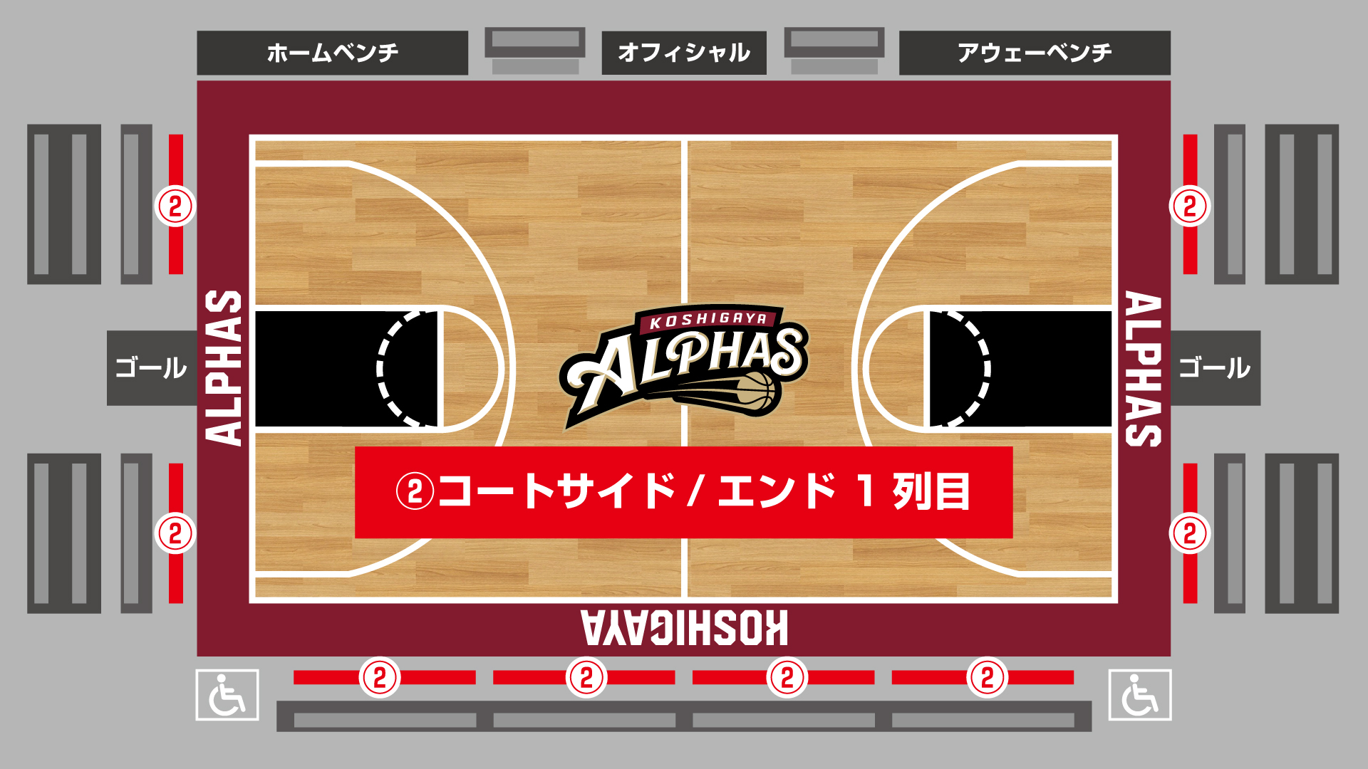 コートサイド / エンド 1列目