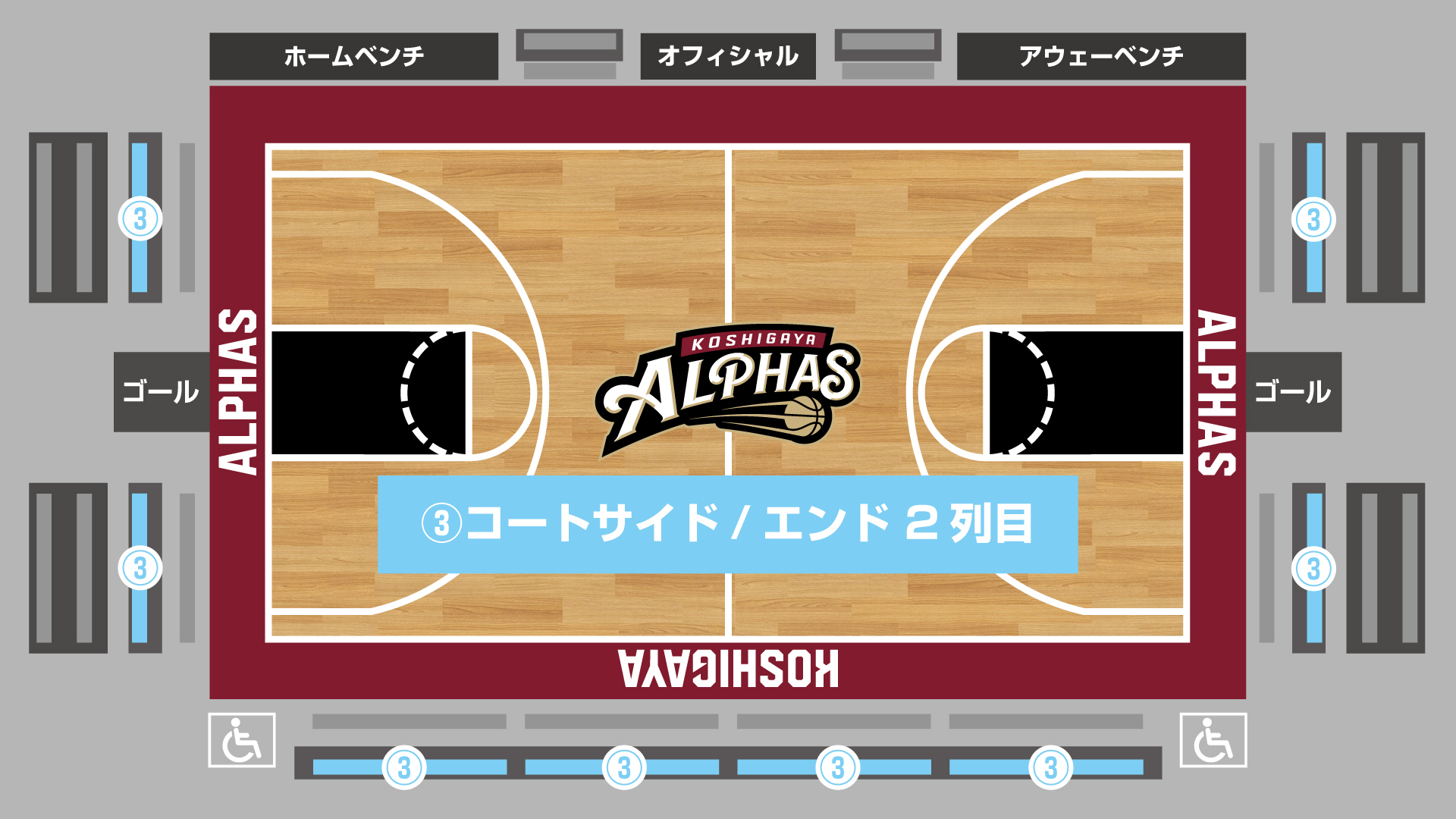 コートサイド / エンド 2列目
